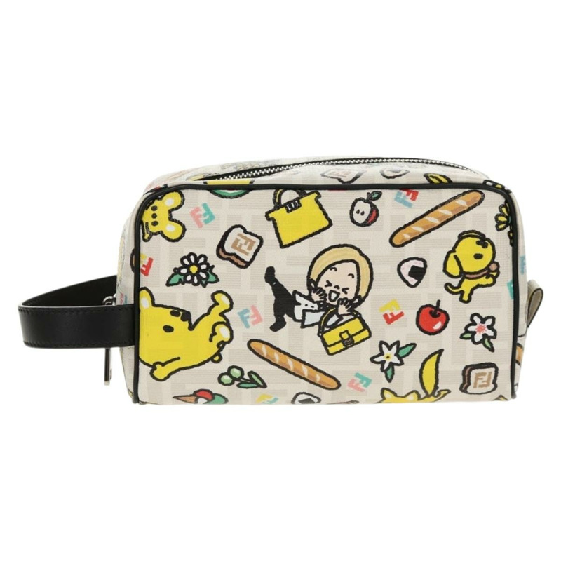 【日本直送】FENDI Zucca帆布手拿包 白色 銀色 正品 140366M-12