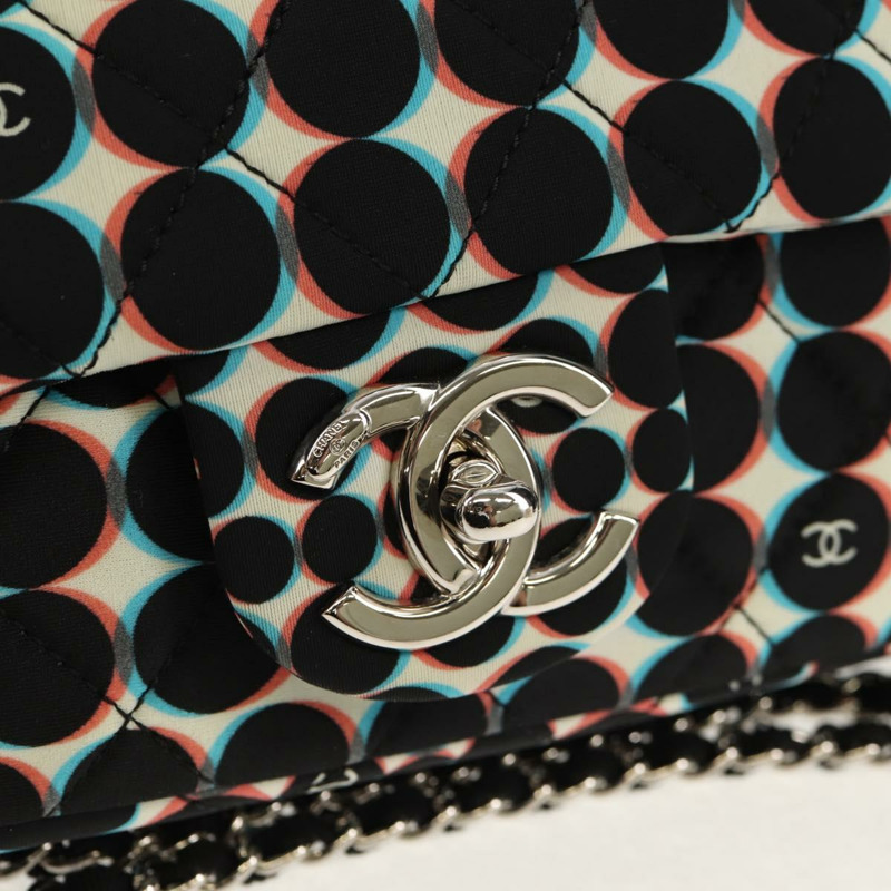 【日本直送】香奈兒 Matelasse 25 鏈條肩背包 尼龍材質 黑色 銀色 CC 標誌 Auth 140364M-19