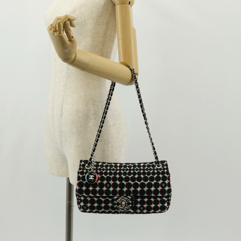 【日本直送】香奈兒 Matelasse 25 鏈條肩背包 尼龍材質 黑色 銀色 CC 標誌 Auth 140364M-26