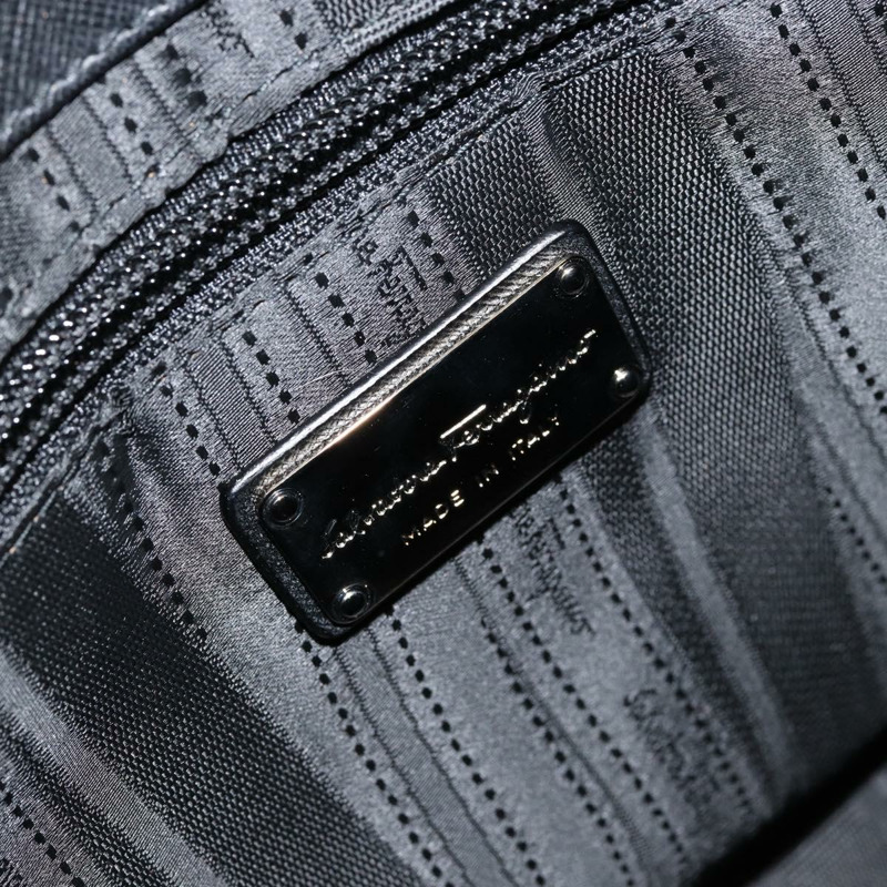 【日本直送】Salvatore Ferragamo Gancini 手提包，黑色銀色皮革，正品 am9462V-17