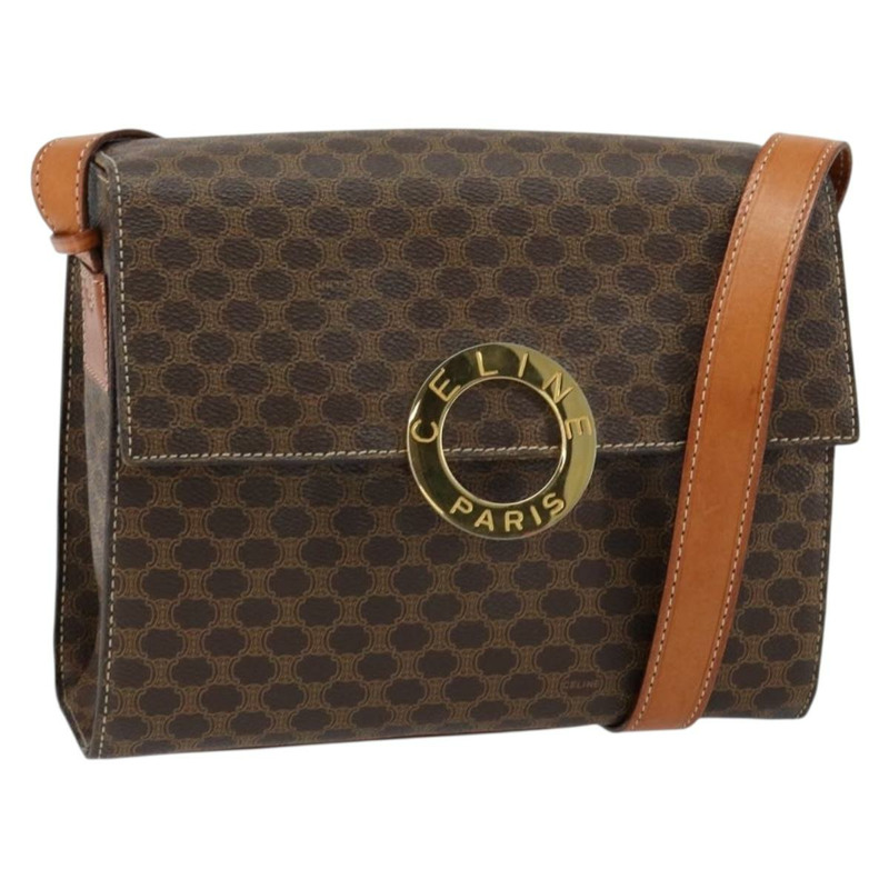 【日本直送】CELINE Macadam帆布肩背包 PVC皮革 棕色 金色 正品 130835V-0