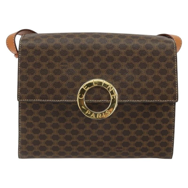 【日本直送】CELINE Macadam帆布肩背包 PVC皮革 棕色 金色 正品 130835V-12