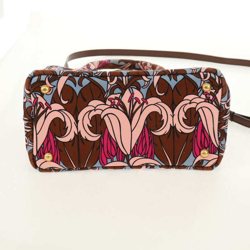 【日本直送】PRADA Flower Canapa PM 手袋 帆布 2way 紫金 正品 128519M-5