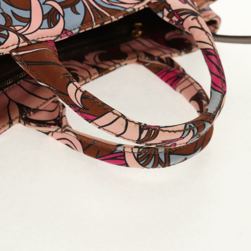 【日本直送】PRADA Flower Canapa PM 手袋 帆布 2way 紫金 正品 128519M-6