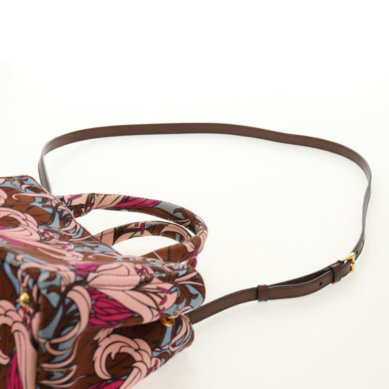 【日本直送】PRADA Flower Canapa PM 手袋 帆布 2way 紫金 正品 128519M-15