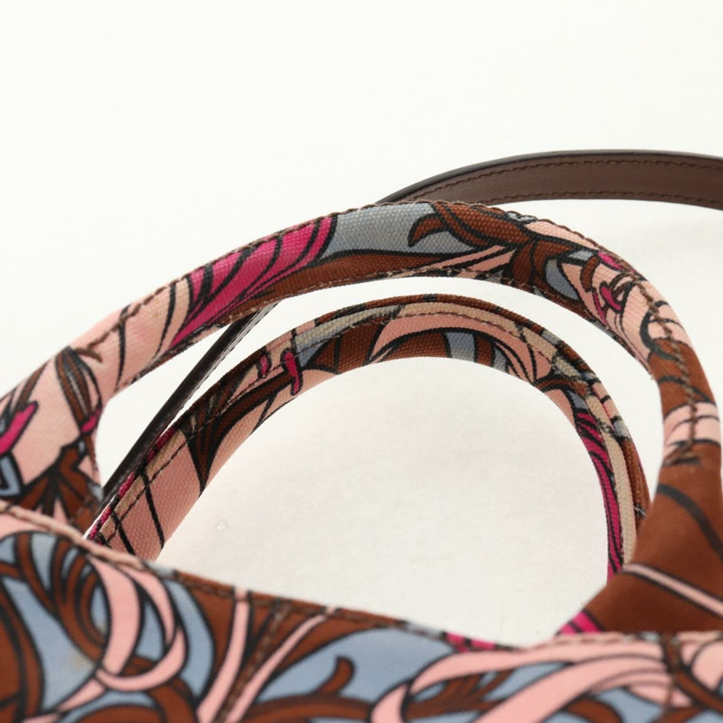 【日本直送】PRADA Flower Canapa PM 手袋 帆布 2way 紫金 正品 128519M-17