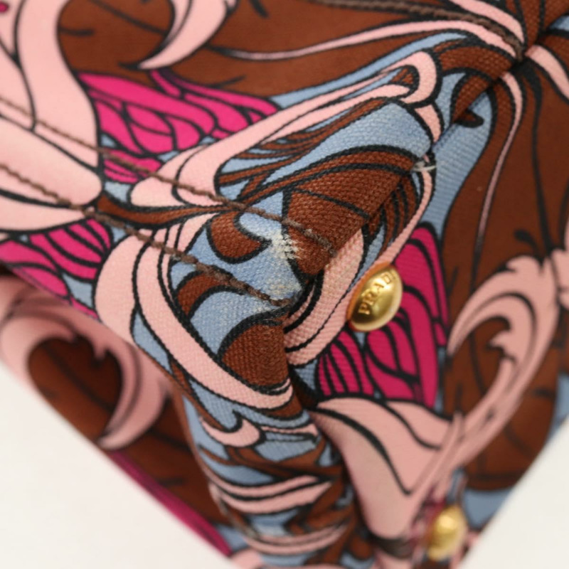 【日本直送】PRADA Flower Canapa PM 手袋 帆布 2way 紫金 正品 128519M-20