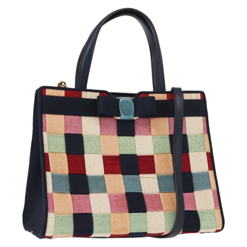 【日本直送】Salvatore Ferragamo 手提包 帆布 2way 多色 金色 Auth 130836V-0