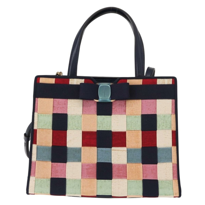 【日本直送】Salvatore Ferragamo 手提包 帆布 2way 多色 金色 Auth 130836V-12