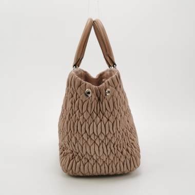 Miu Miu 羊皮純色皺褶字母Logo 肩背包 手提包-3