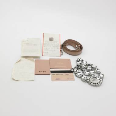 Miu Miu 羊皮純色皺褶字母Logo 肩背包 手提包-27