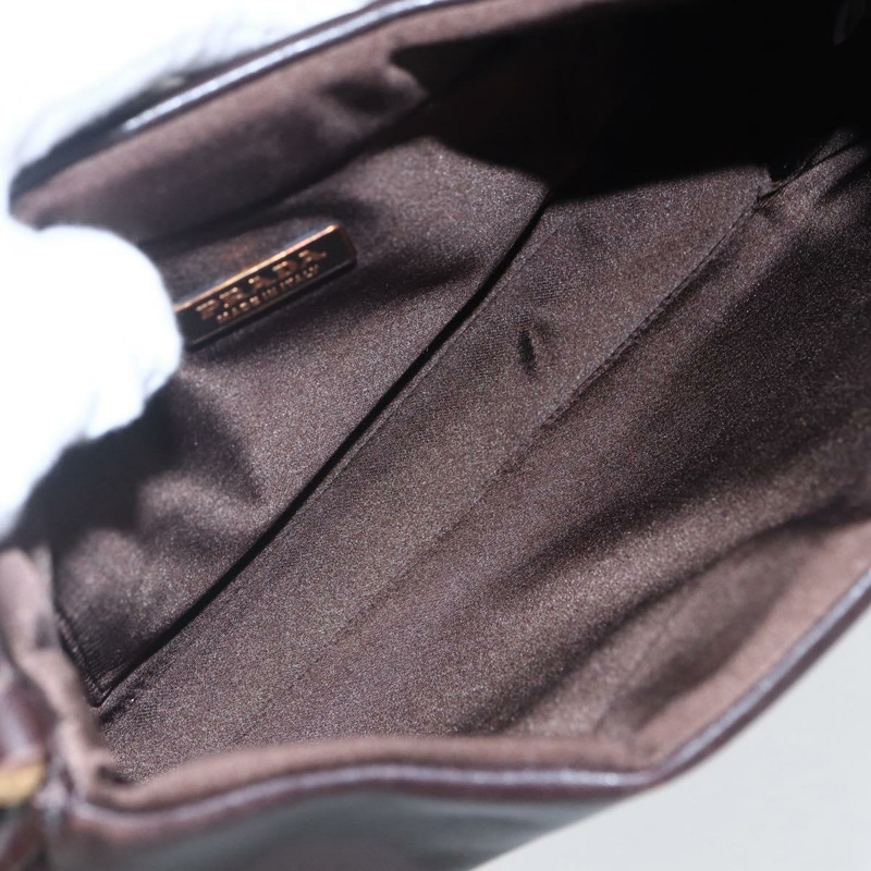 【日本直送】PRADA 配件包 皮革 深棕色 金色 正品 149220V-9