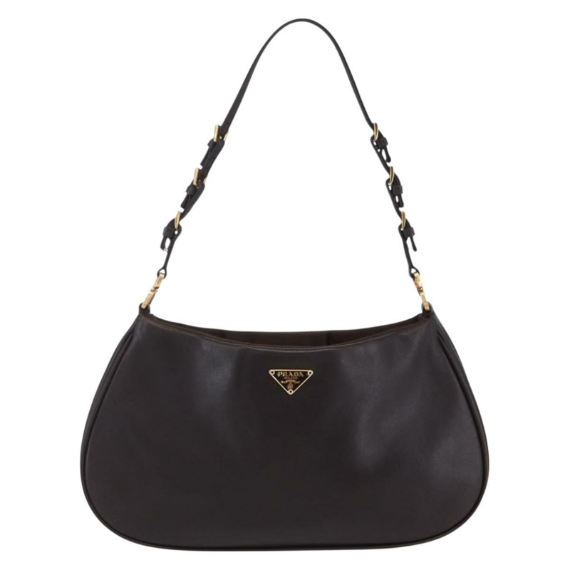 【日本直送】PRADA 配件包 皮革 深棕色 金色 正品 149220V-12