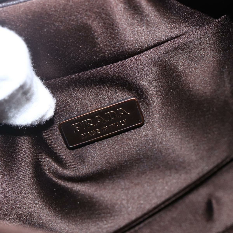 【日本直送】PRADA 配件包 皮革 深棕色 金色 正品 149220V-18