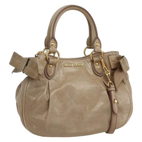 Miu Miu 手提包 皮革 兩用 米色 金色 正品 147657V