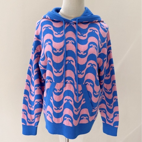 CHANEL 21早春款 舞動波浪連帽羊毛針織衛衣 36碼