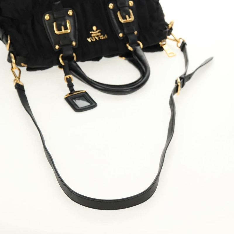 【日本直送】PRADA 尼龍雙肩手提包 黑色 金色 Auth am9517V-8