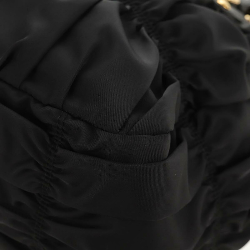 【日本直送】PRADA 尼龍雙肩手提包 黑色 金色 Auth am9517V-14