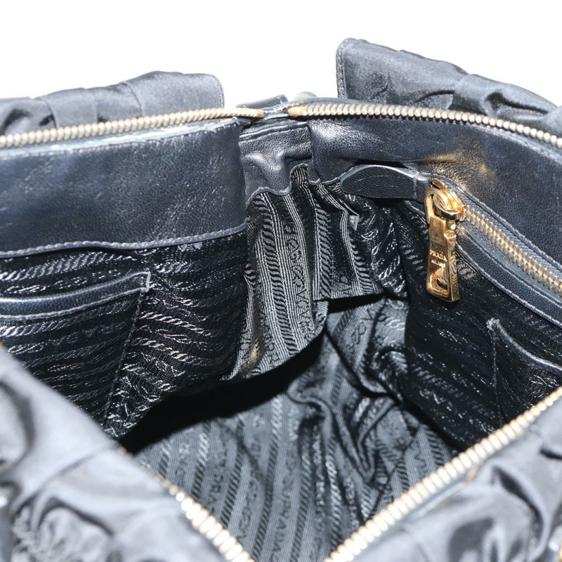 【日本直送】PRADA 尼龍雙肩手提包 黑色 金色 Auth am9517V-24