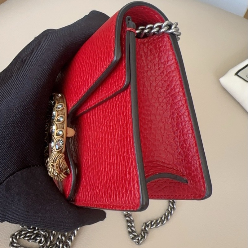 99新 Gucci古馳 酒神mini鉆扣鏈條包 尺寸17*10*-3