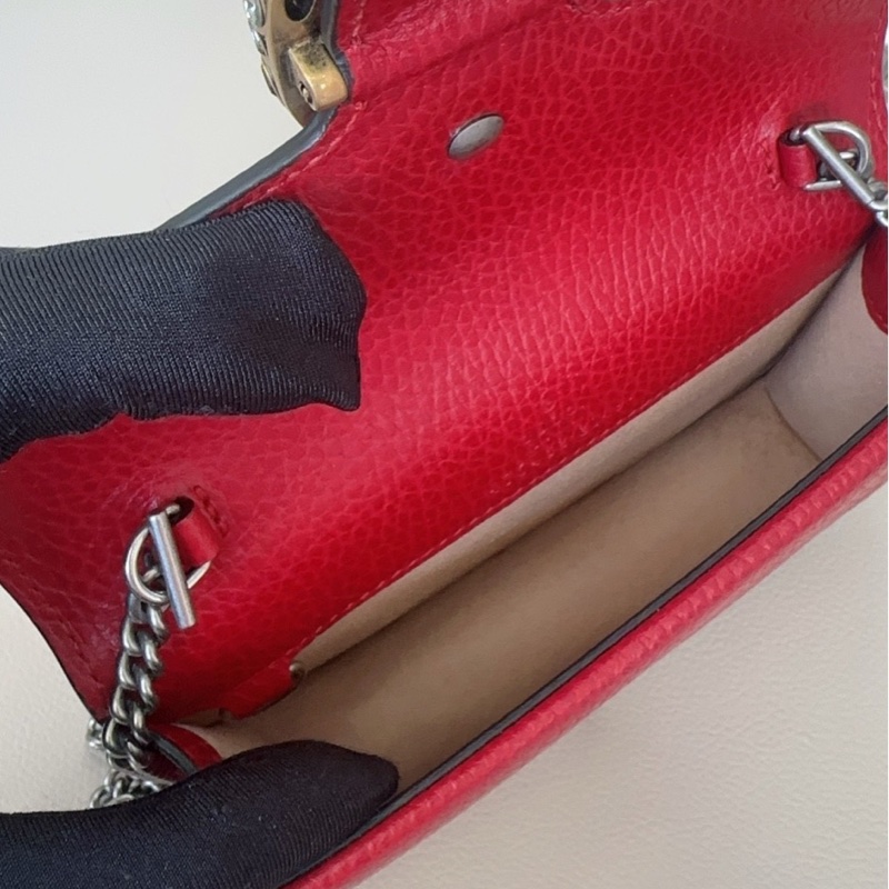 99新 Gucci古馳 酒神mini鉆扣鏈條包 尺寸17*10*-5