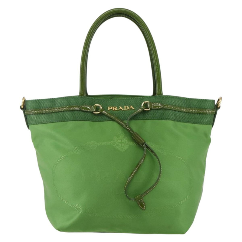 【日本直送】PRADA 尼龍綠金色手提包 正品 148794V-12