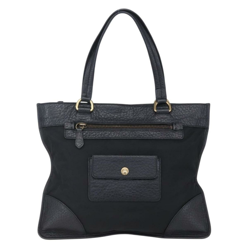 【日本直送】PRADA 尼龍皮革黑色金色托特包 Auth 148786V-1