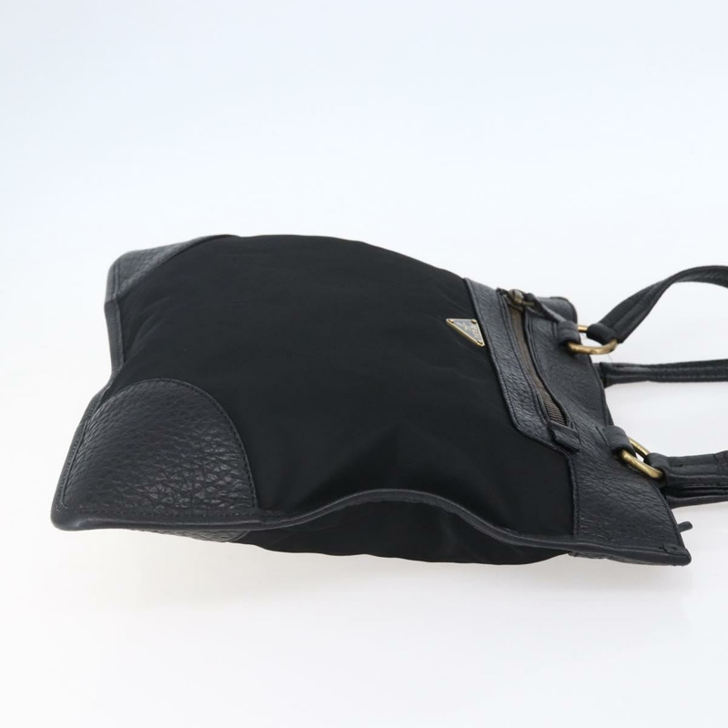 【日本直送】PRADA 尼龍皮革黑色金色托特包 Auth 148786V-3