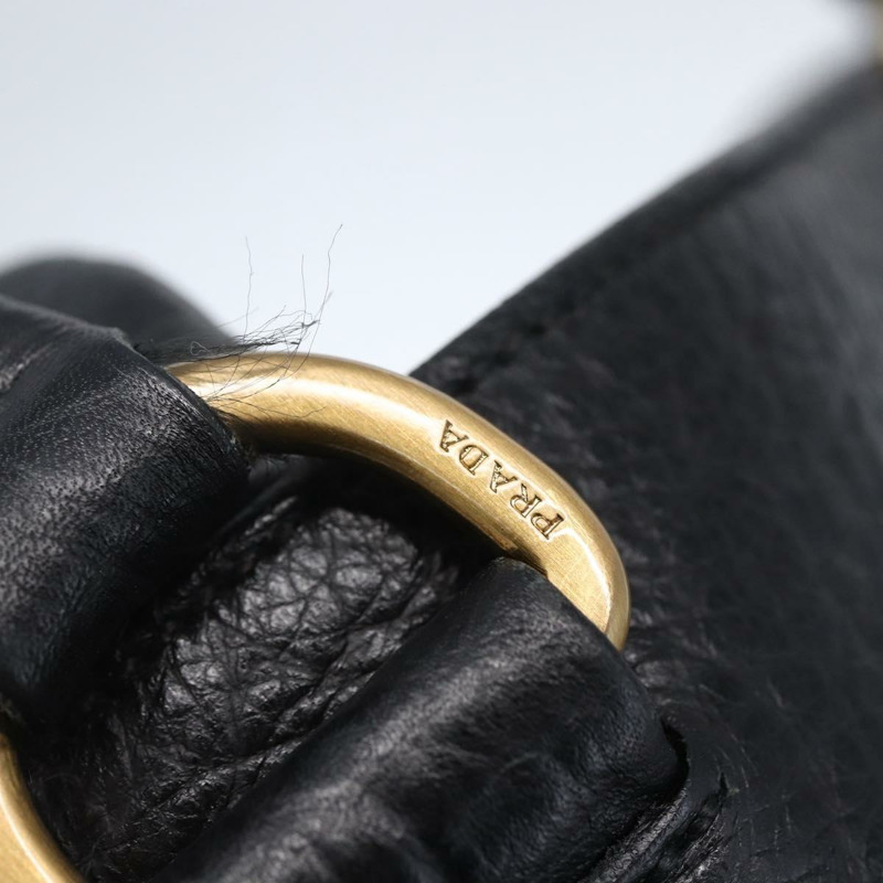 【日本直送】PRADA 尼龍皮革黑色金色托特包 Auth 148786V-7