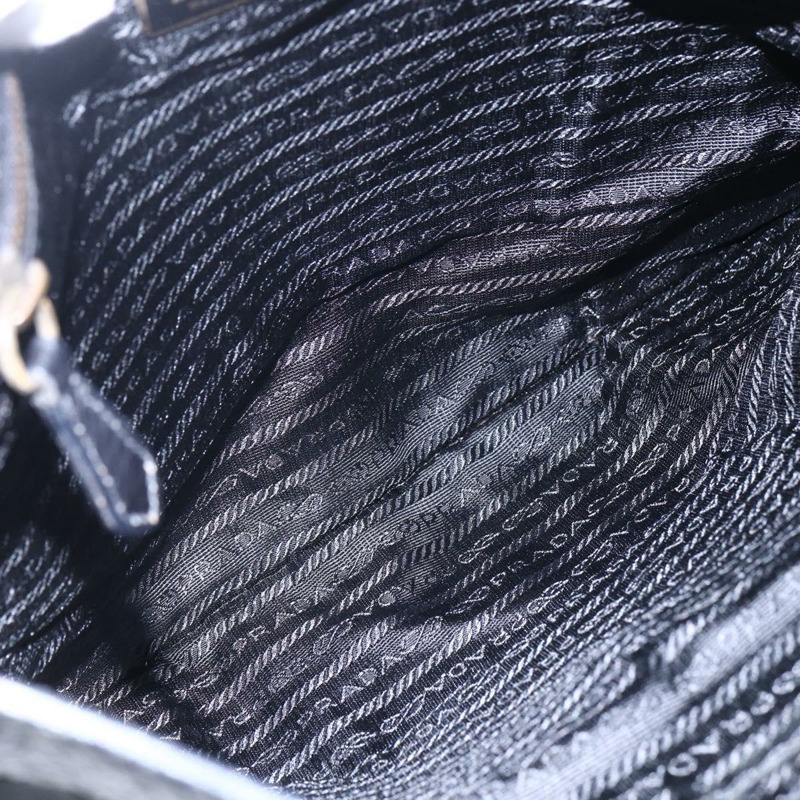 【日本直送】PRADA 尼龍皮革黑色金色托特包 Auth 148786V-9