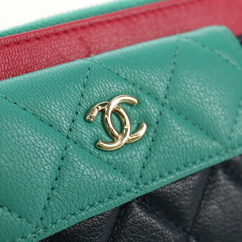 【日本直送】香奈兒 (CHANEL) Matelasse Cruise Line 長版皮夾 海軍藍 金色 CC 標誌 Auth 147564V-11