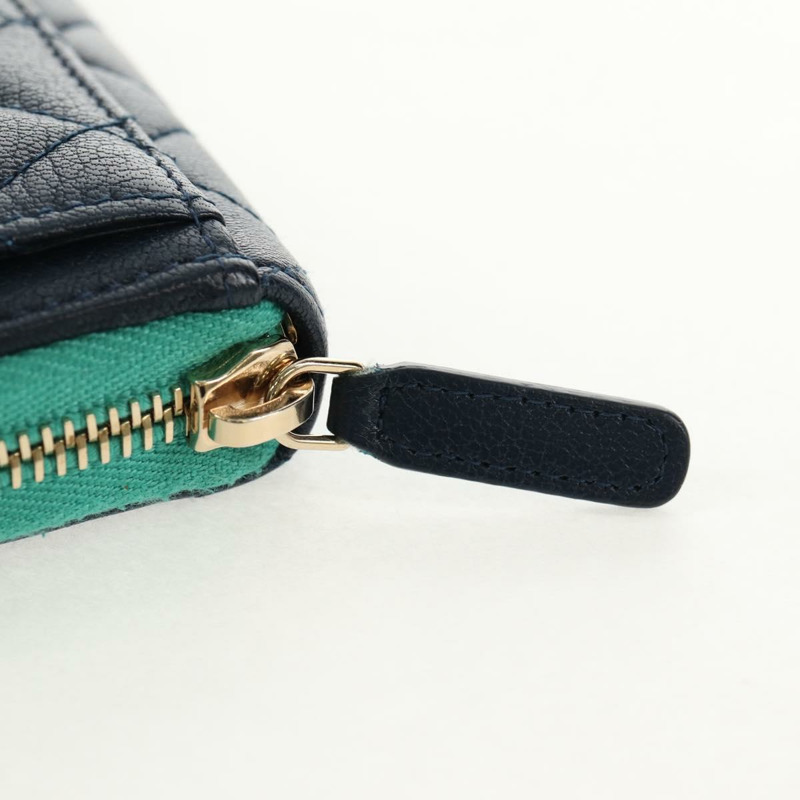 【日本直送】香奈兒 (CHANEL) Matelasse Cruise Line 長版皮夾 海軍藍 金色 CC 標誌 Auth 147564V-16