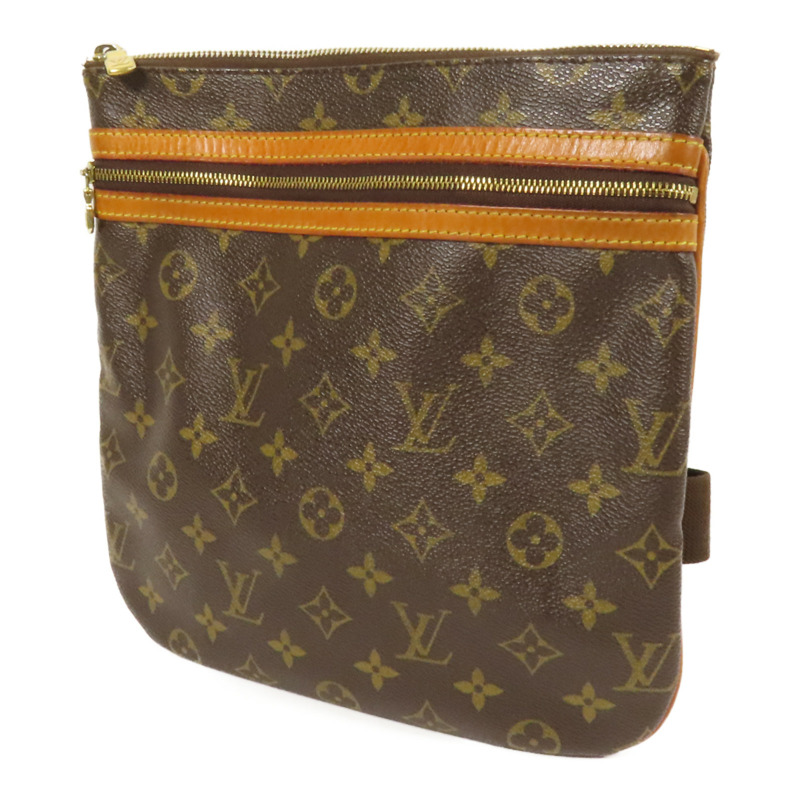 LOUIS VUITTON Monogram Pochette Bosphore金扣肩背袋棕色-2