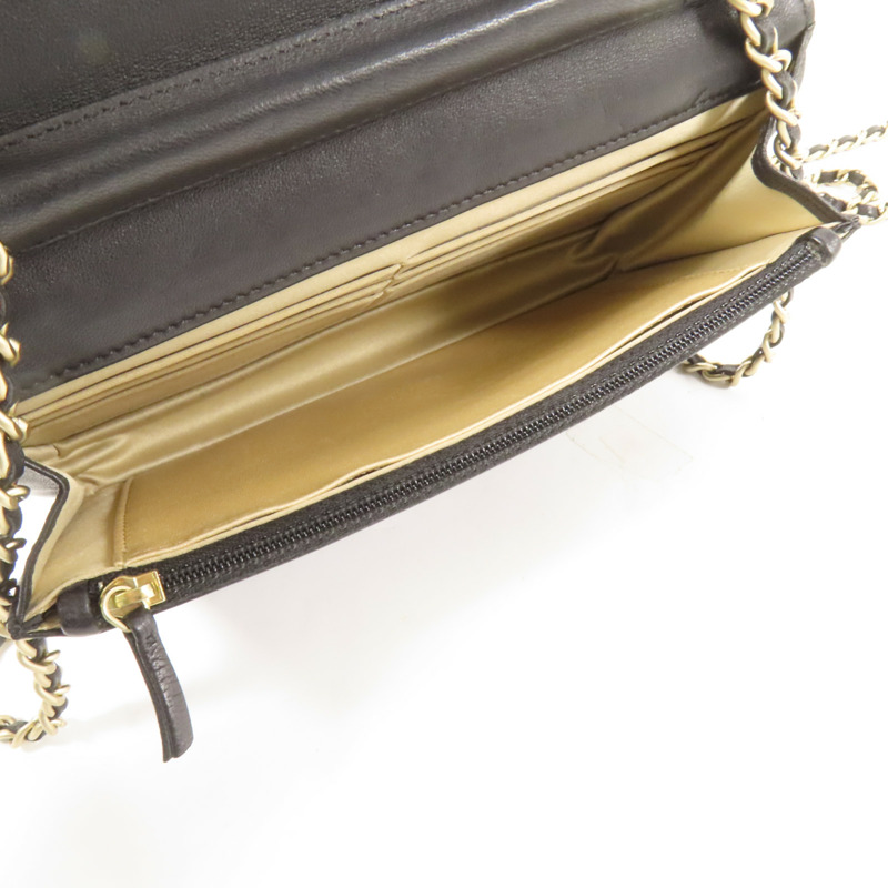 CHANEL 羊皮皮革WOC Wallet On Chain金扣鏈帶肩背袋-5
