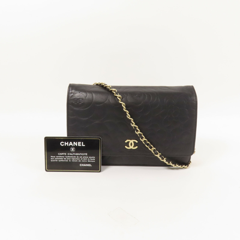 CHANEL 羊皮皮革WOC Wallet On Chain金扣鏈帶肩背袋-11