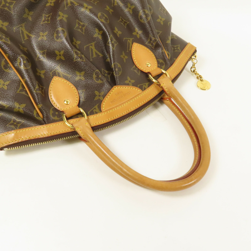 LOUIS VUITTON Monogram Tivoli PM金扣手挽袋棕色-4