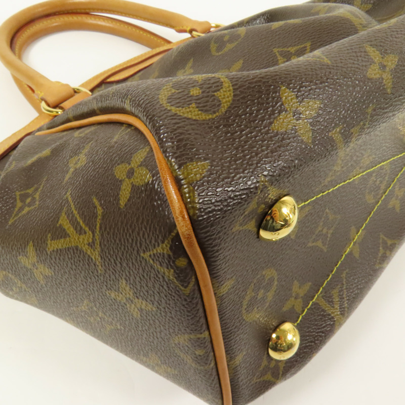LOUIS VUITTON Monogram Tivoli PM金扣手挽袋棕色-12