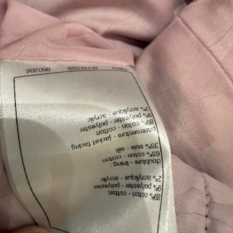 CHANEL 24S粗花呢黑粉格中長版連帽外套 38碼-15