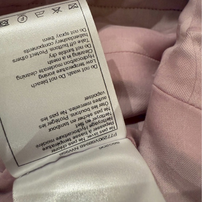 CHANEL 24S粗花呢黑粉格中長版連帽外套 38碼-16