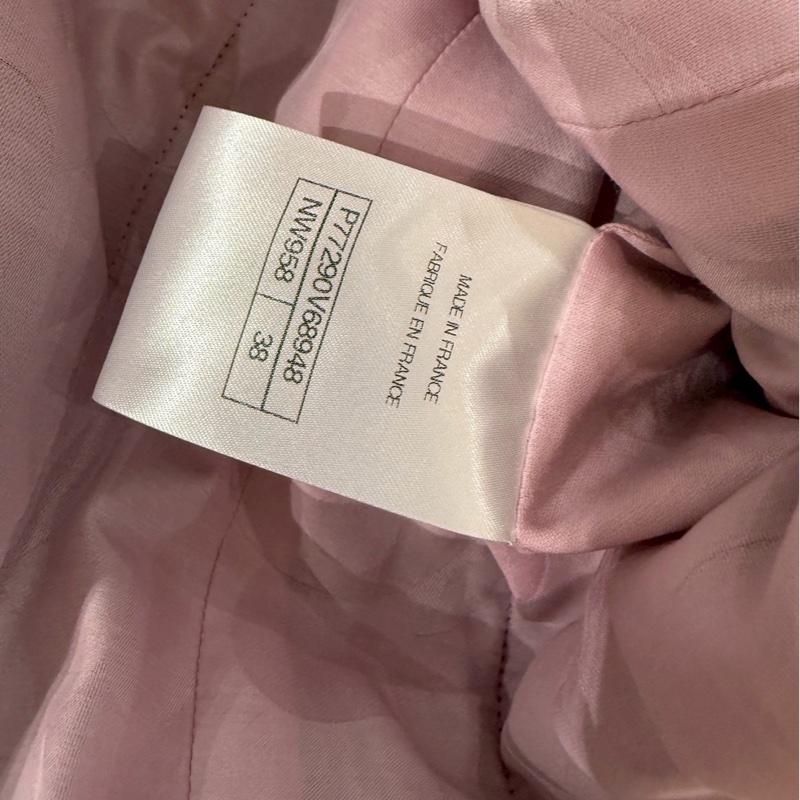 CHANEL 24S粗花呢黑粉格中長版連帽外套 38碼-17