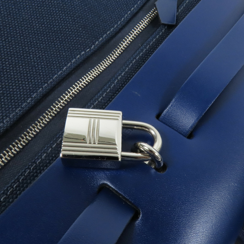 HERMES 帆布Herbag PM銀扣手挽肩背兩用袋Maue/Bleu-8