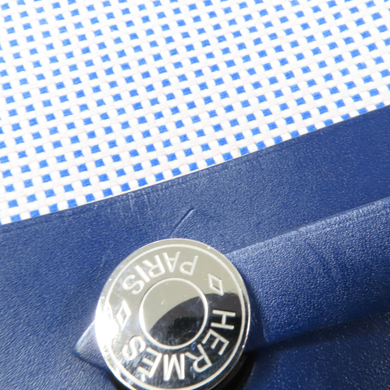 HERMES 帆布Herbag PM銀扣手挽肩背兩用袋Maue/Bleu-11