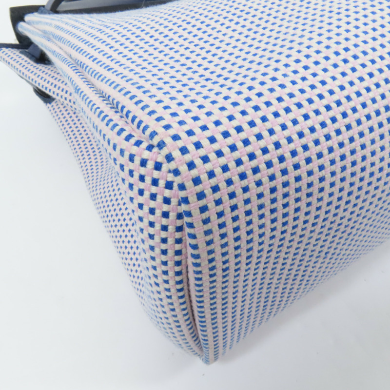 HERMES 帆布Herbag PM銀扣手挽肩背兩用袋Maue/Bleu-14