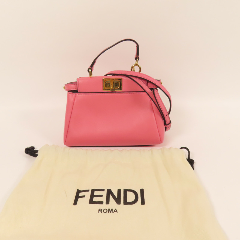 FENDI 牛皮皮革Micro Peekaboo金扣肩背袋-10
