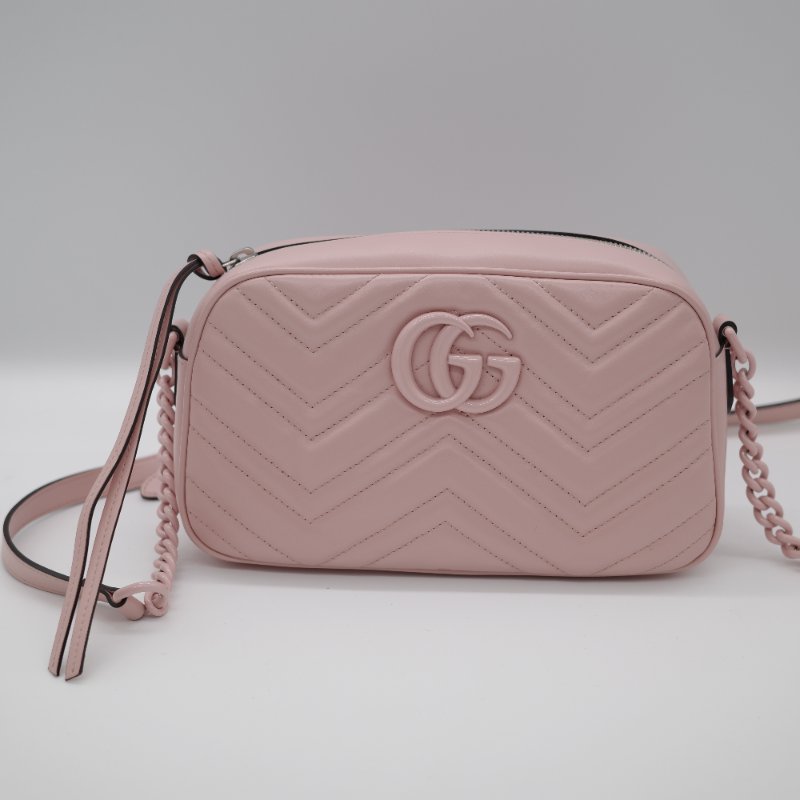 超級新🌟【 🇯🇵日本限量色🌸小編推薦 】Gucci 古馳 Marmont 全粉色 櫻花粉 牛皮 拉鍊 相機包-1