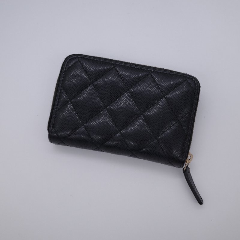 Chanel 香奈兒 CC Logo  黑色牛皮 拉鍊錢包 零錢包 卡包-3