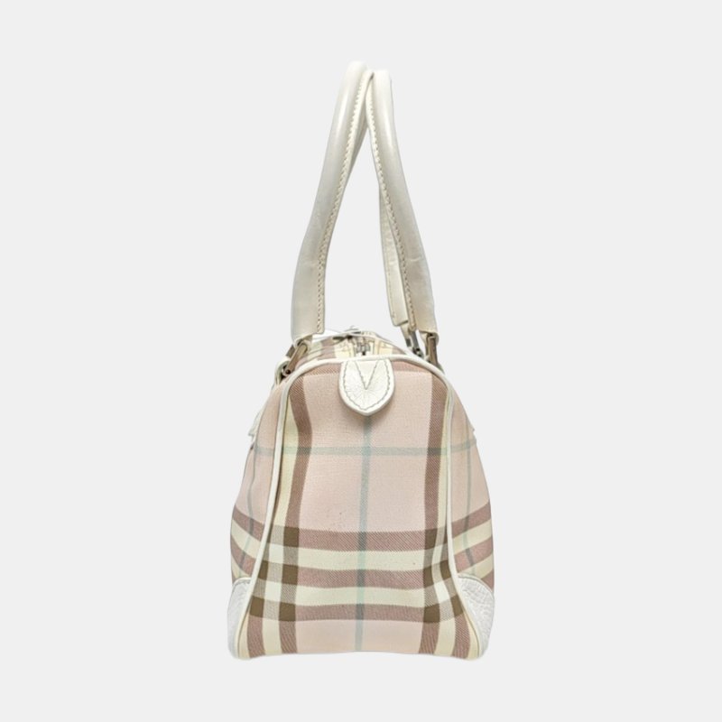 BURBERRY LONDON 淺粉色塗層帆布手提包-1