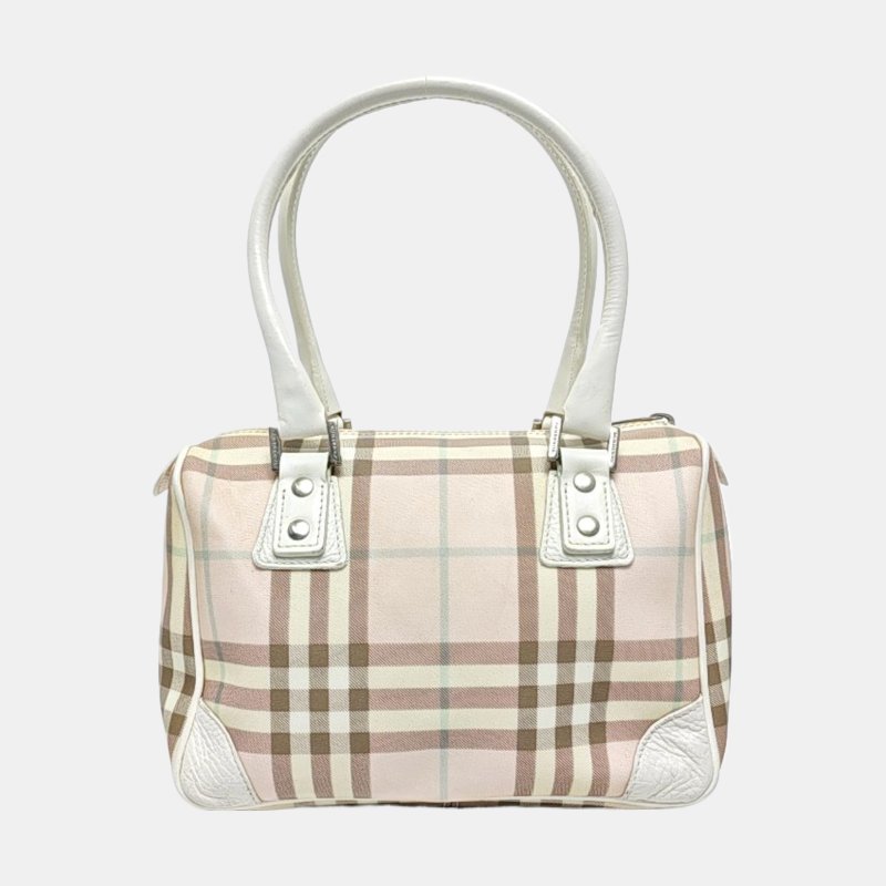 BURBERRY LONDON 淺粉色塗層帆布手提包-3