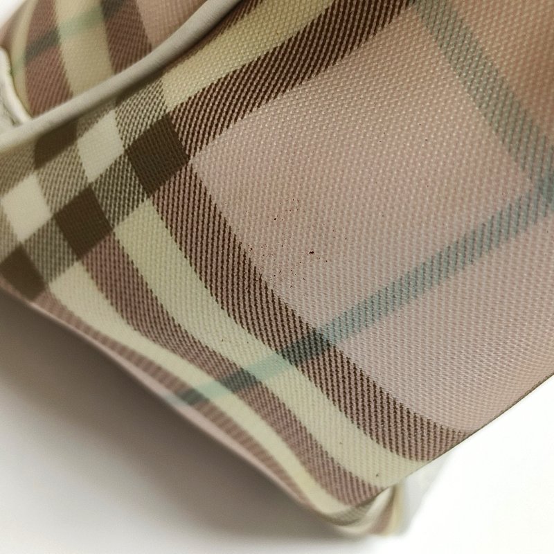 BURBERRY LONDON 淺粉色塗層帆布手提包-7