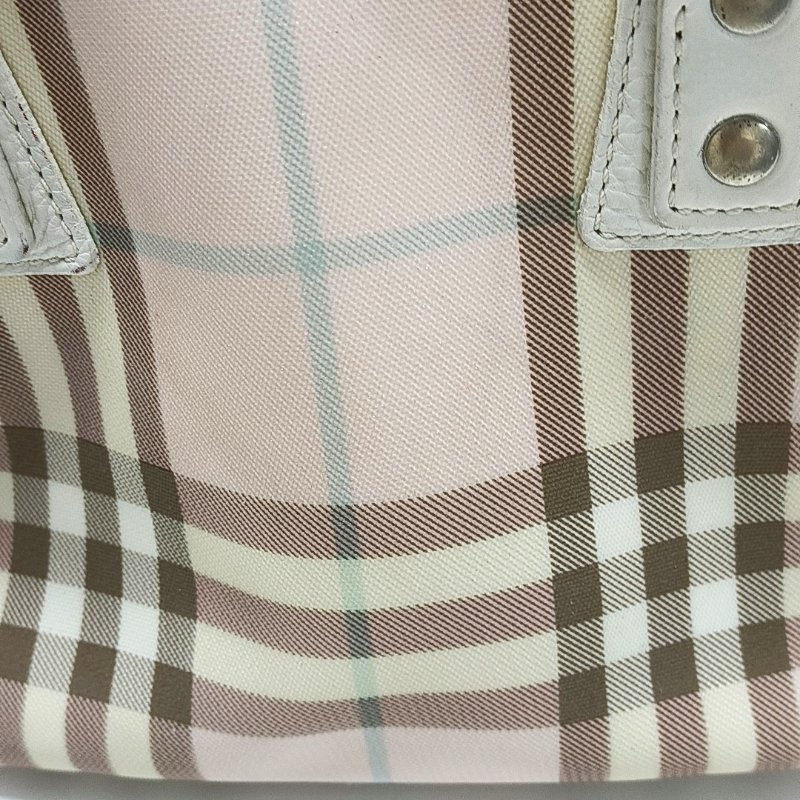 BURBERRY LONDON 淺粉色塗層帆布手提包-9